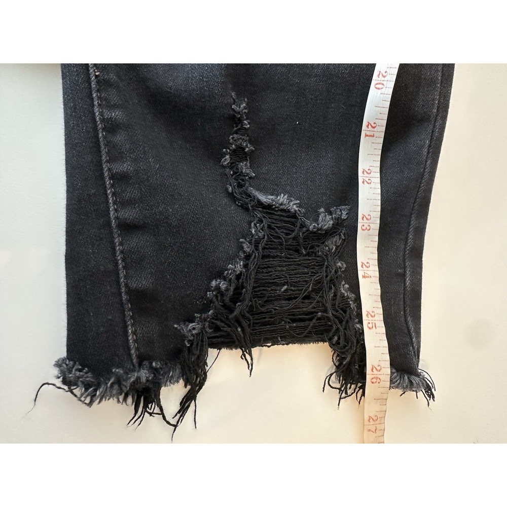 Judy Blue Cropped Straight Jeans Women Size 7 /‎ 28 Raw Hems Black Stretch - Picture 6 of 9